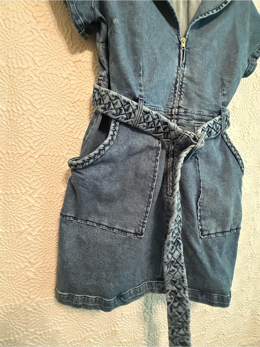 Show Me Your Mumu Outlaw Mini Dress in Tide Blue Denim w/Braided Belt, 3X Plus - Picture 5 of 13